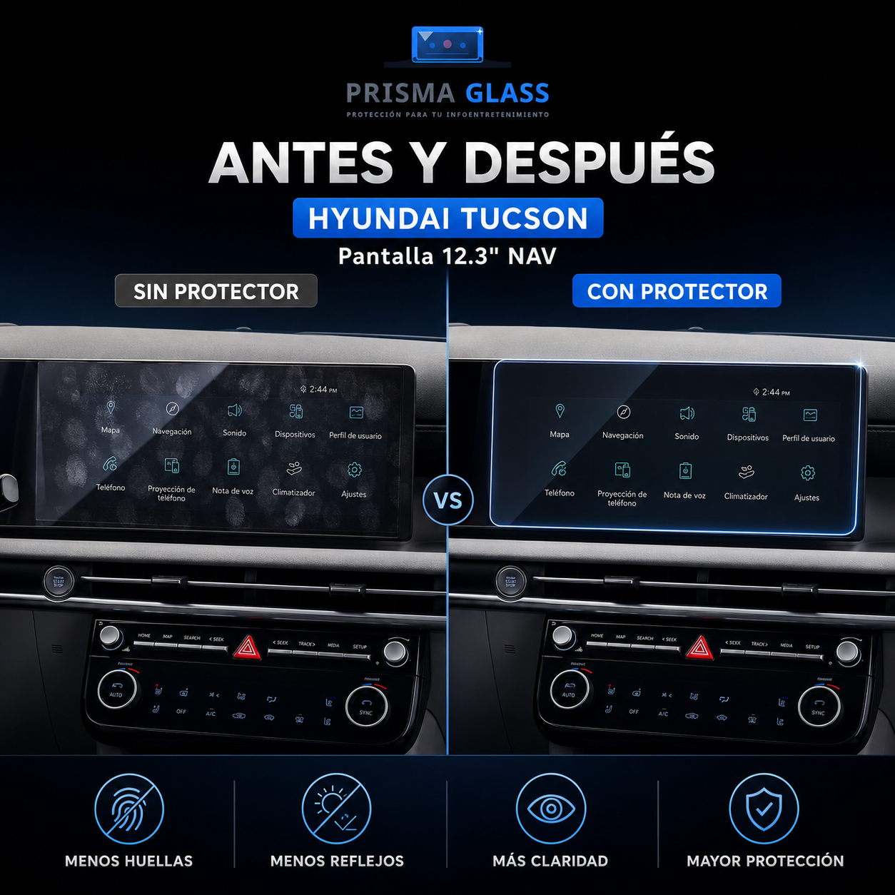 Protector Pantalla Prisma Glass Hyundai Tucson 12.3" Radio