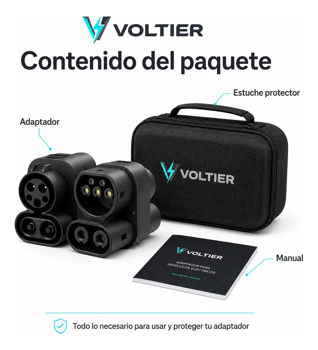 Adaptador Carga Voltier CCS1 a CCS2 Type1 Type2 DC