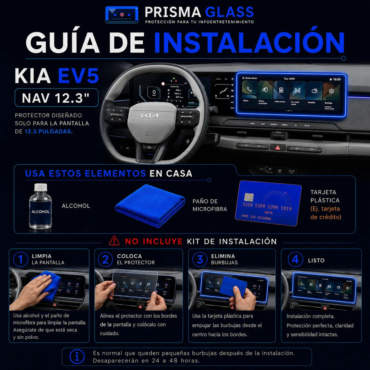 Vidrio Templado PrismaGlass Kia Ev5 2023-2027 12.3 Radio