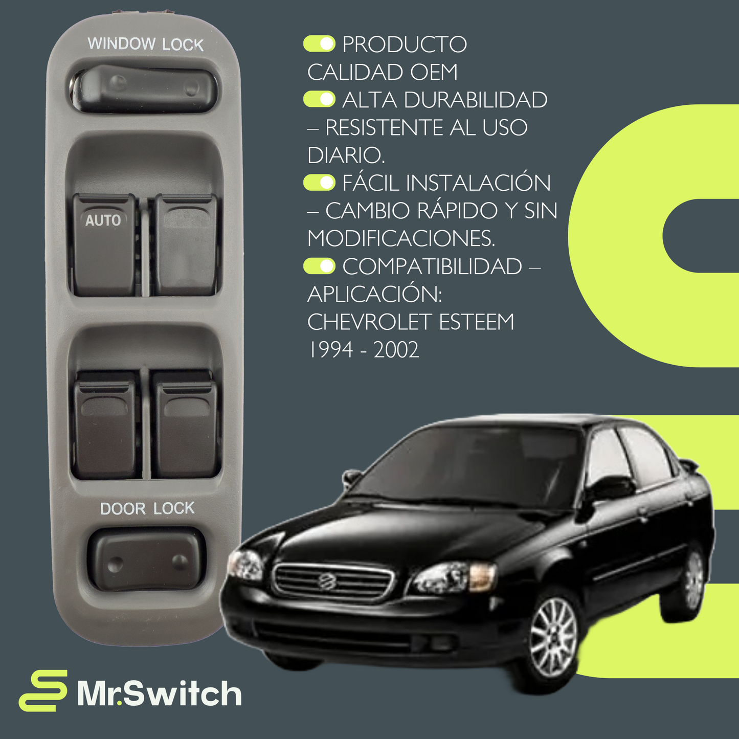 Switch Elevavidrio Principal Chevrolet Esteem