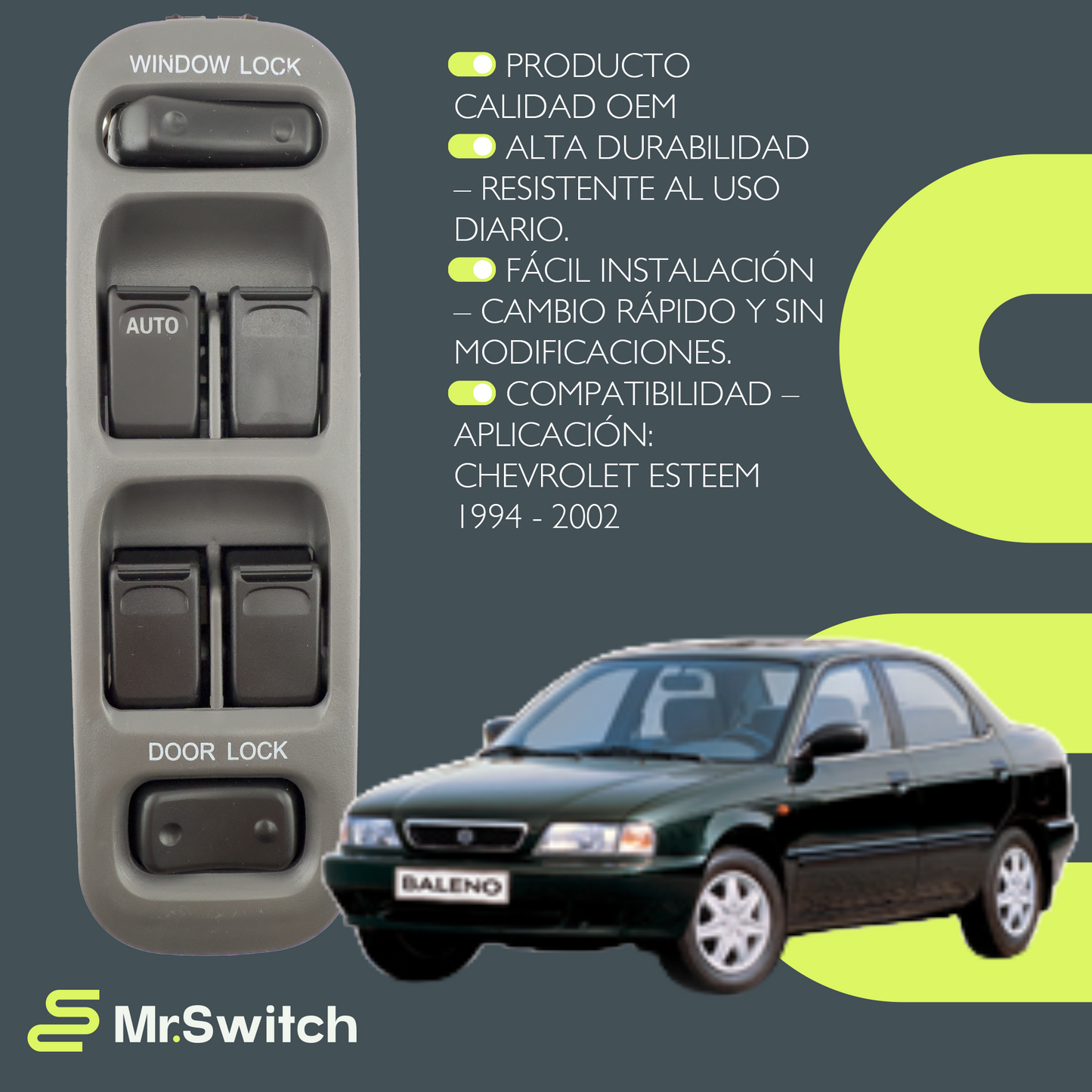 Switch Elevavidrio Principal Chevrolet Esteem