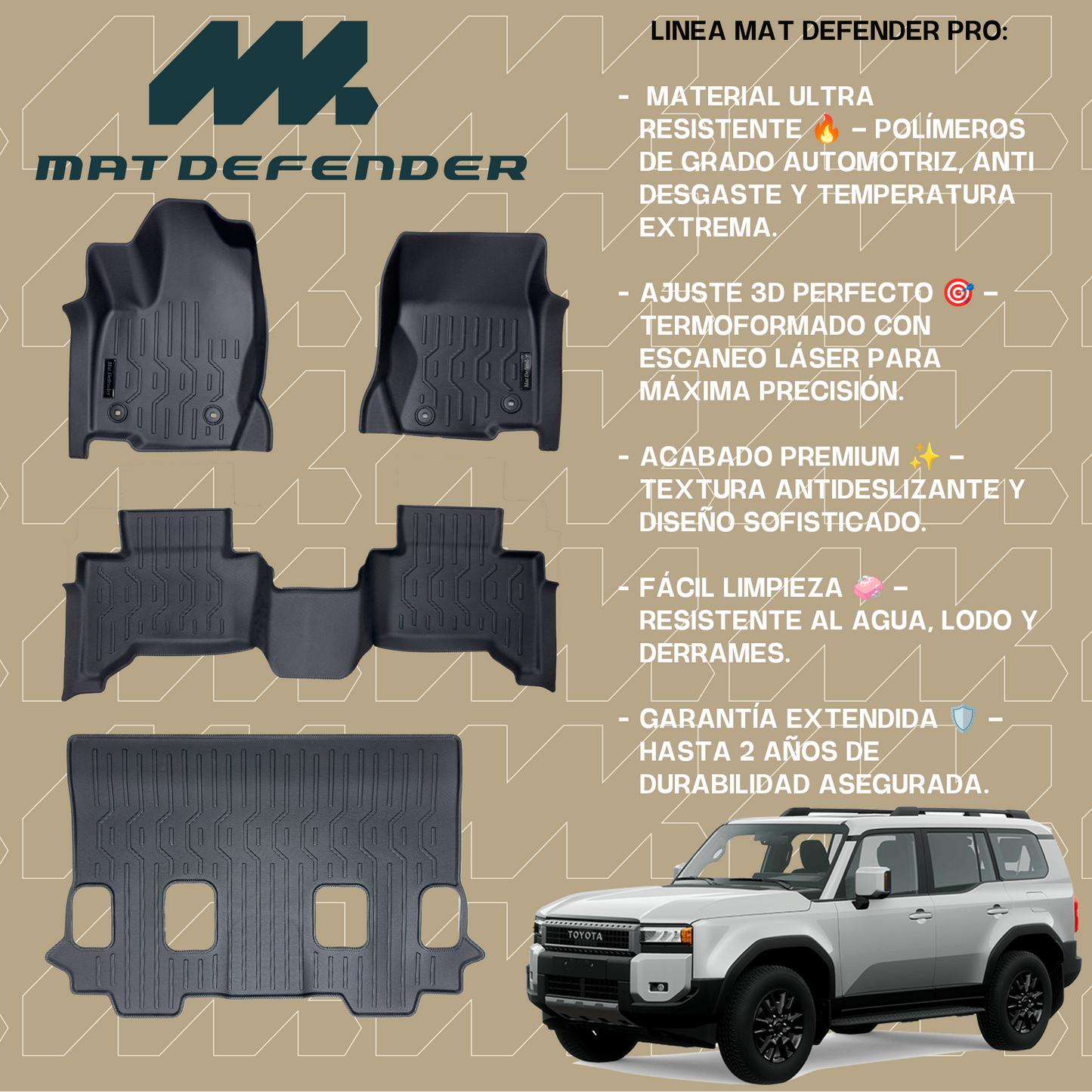 Tapetes termoformados MatDefender Prado LC250
