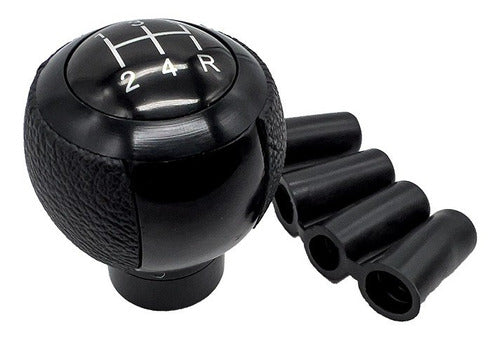 Pera O Pomo De Lujo En Aluminio Negro Con Apliques En Cuero