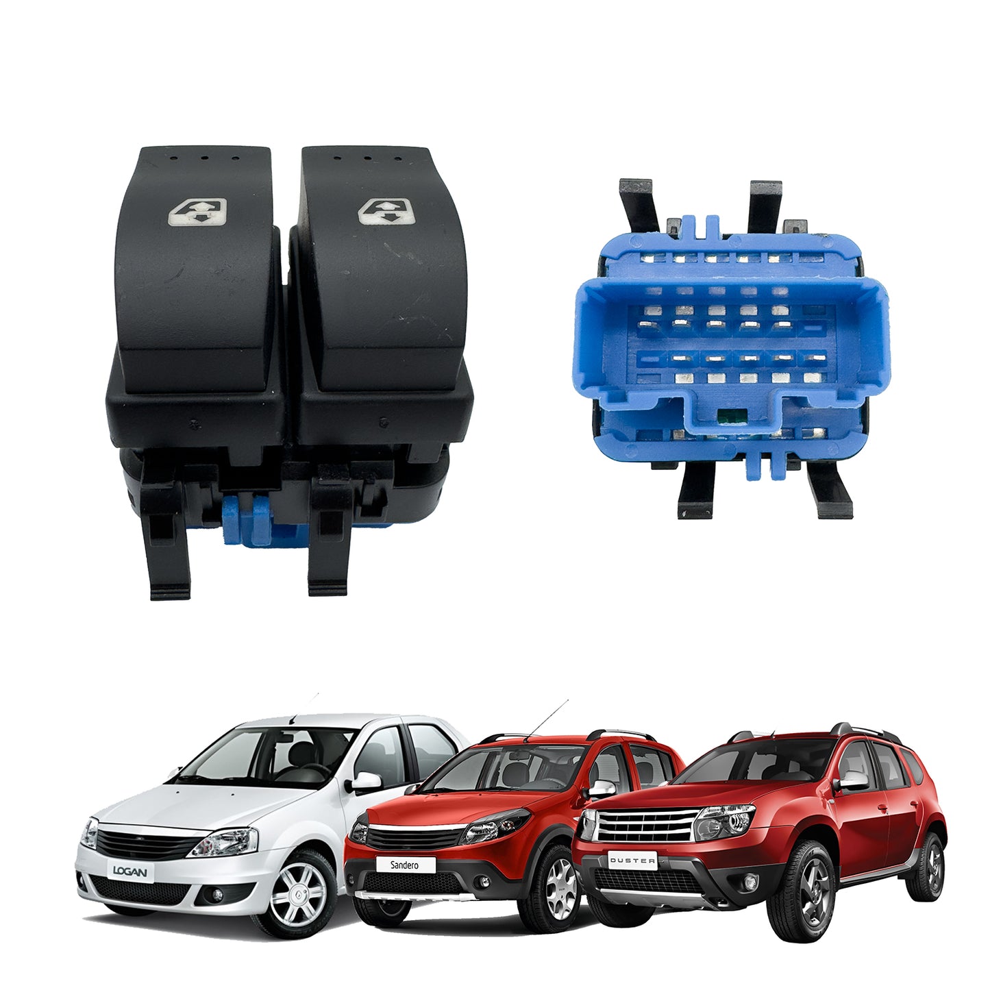Switch Elevavidrio Doble Sandero - Duster Pacha Azul