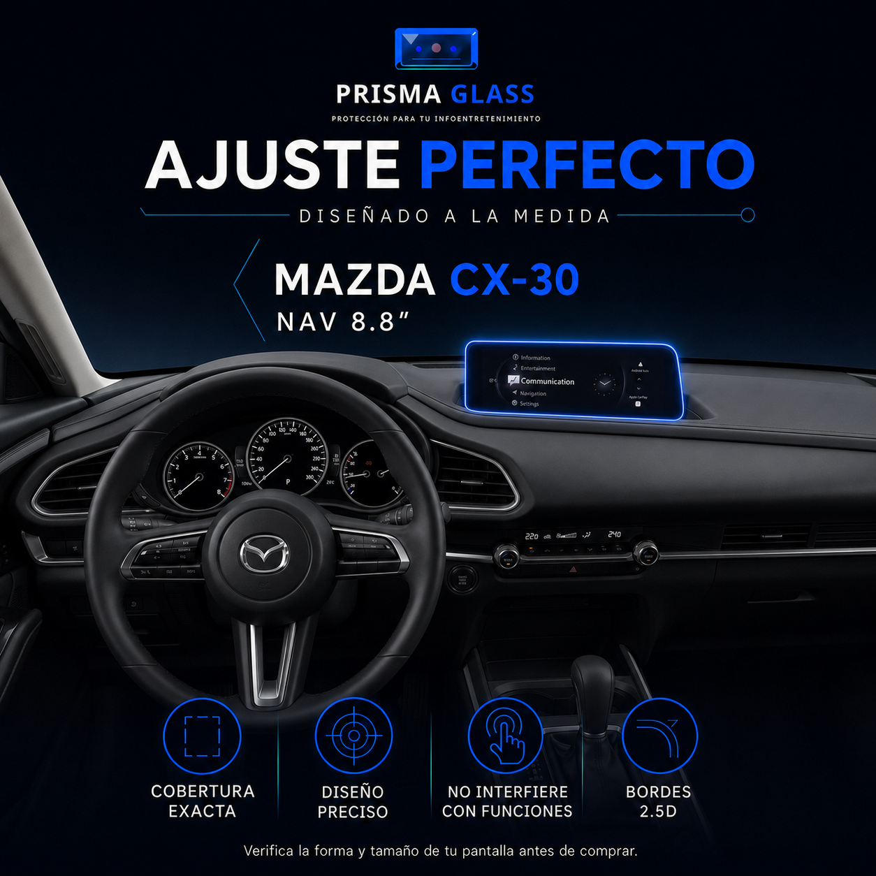 Protector Pantalla Prisma Glass Mazda CX-30 8.8" 2022-2027