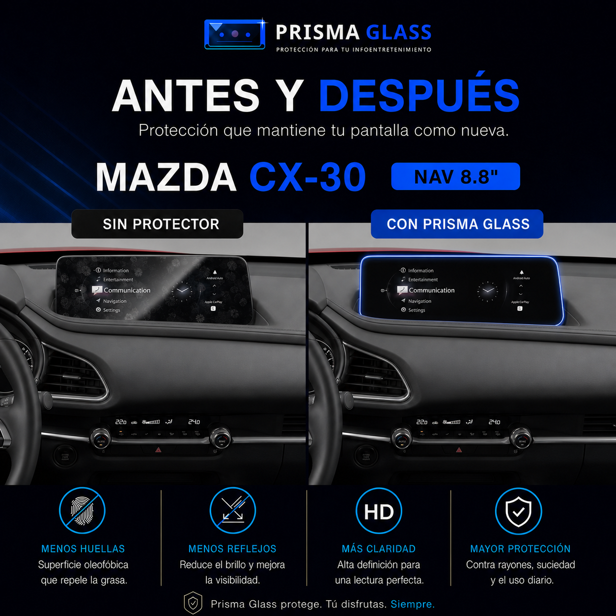 Protector Pantalla Prisma Glass Mazda CX-30 8.8" 2022-2027