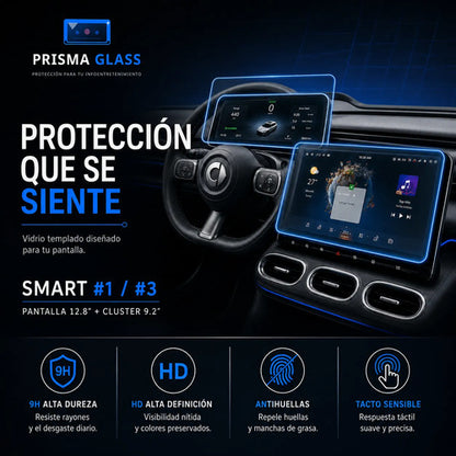 Kit Vidrios Templados Smart #1 #3 9.2  Cluster + 12.8