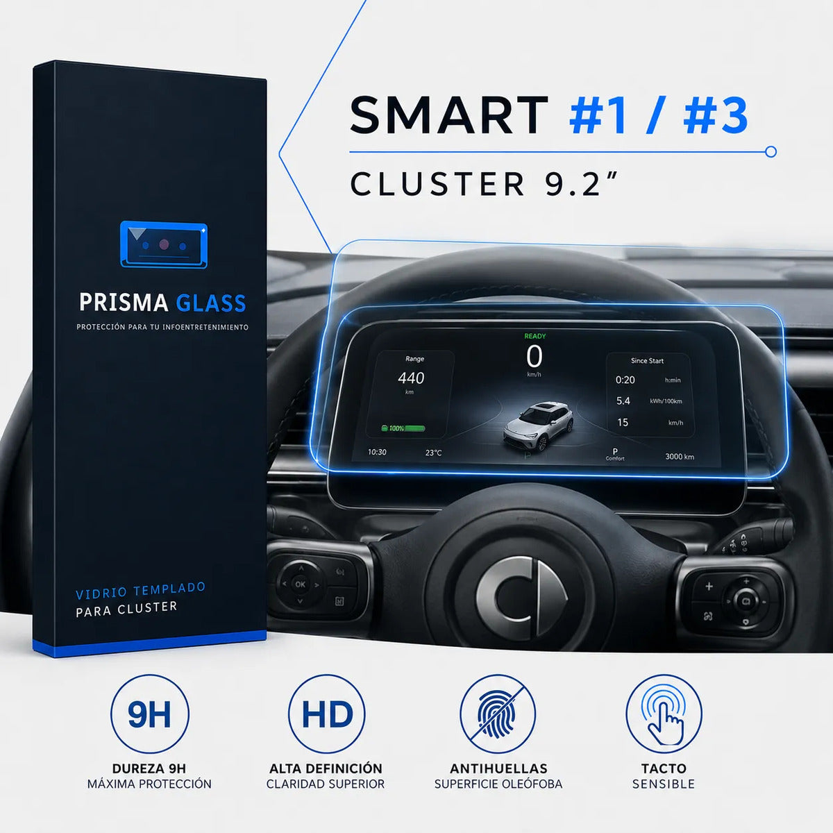 Vidrio Templado Prisma Glass Smart #1 #3 9.2" Cluster