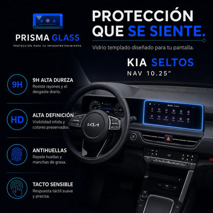 Vidrio templado PrismaGlass Kia Seltos 2024-2026 10.25 radio
