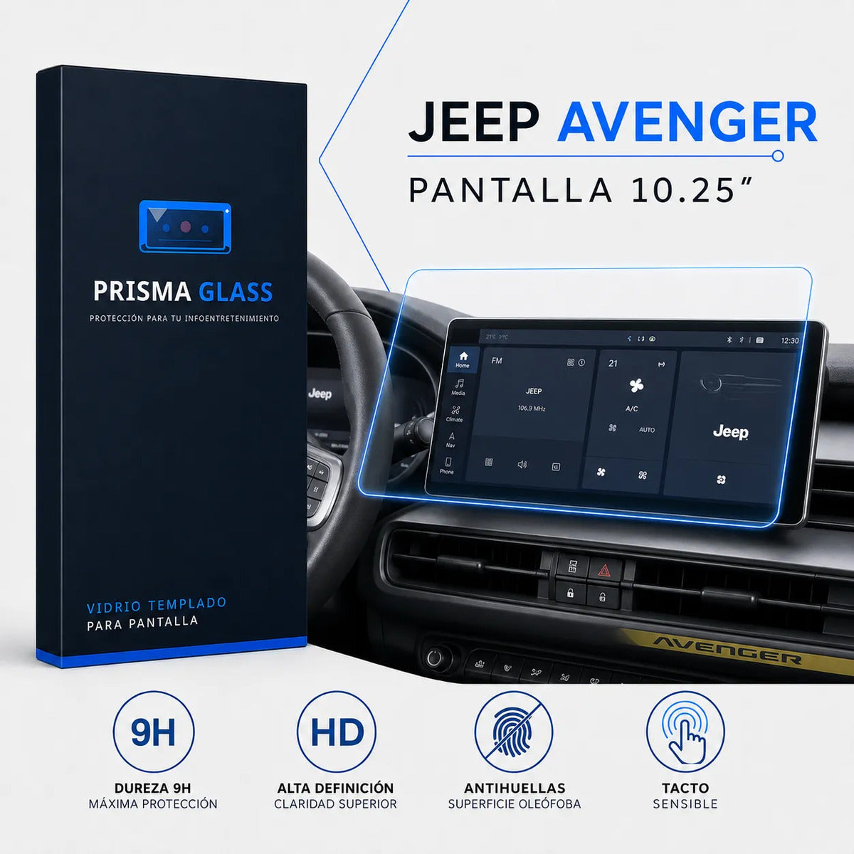 Vidrio Templado Prisma Glass Jeep Avenger 10.25" Radio