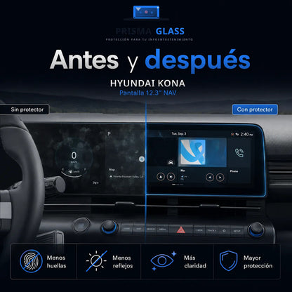 Vidrio templado Prisma Glass Hyundai Kona radio 12.3"