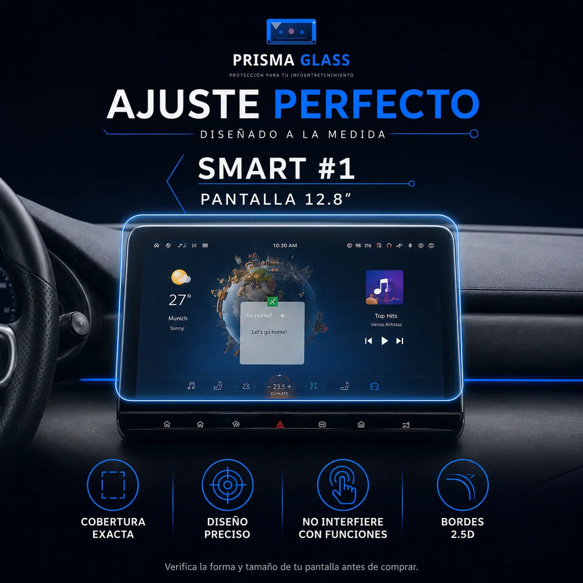 Vidrio Templado Smart #1 #3 2026-2028 12.8 Radio
