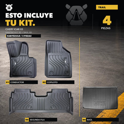 Kit Tapetes Y Baul 3D Termoformados Chery Icar 03