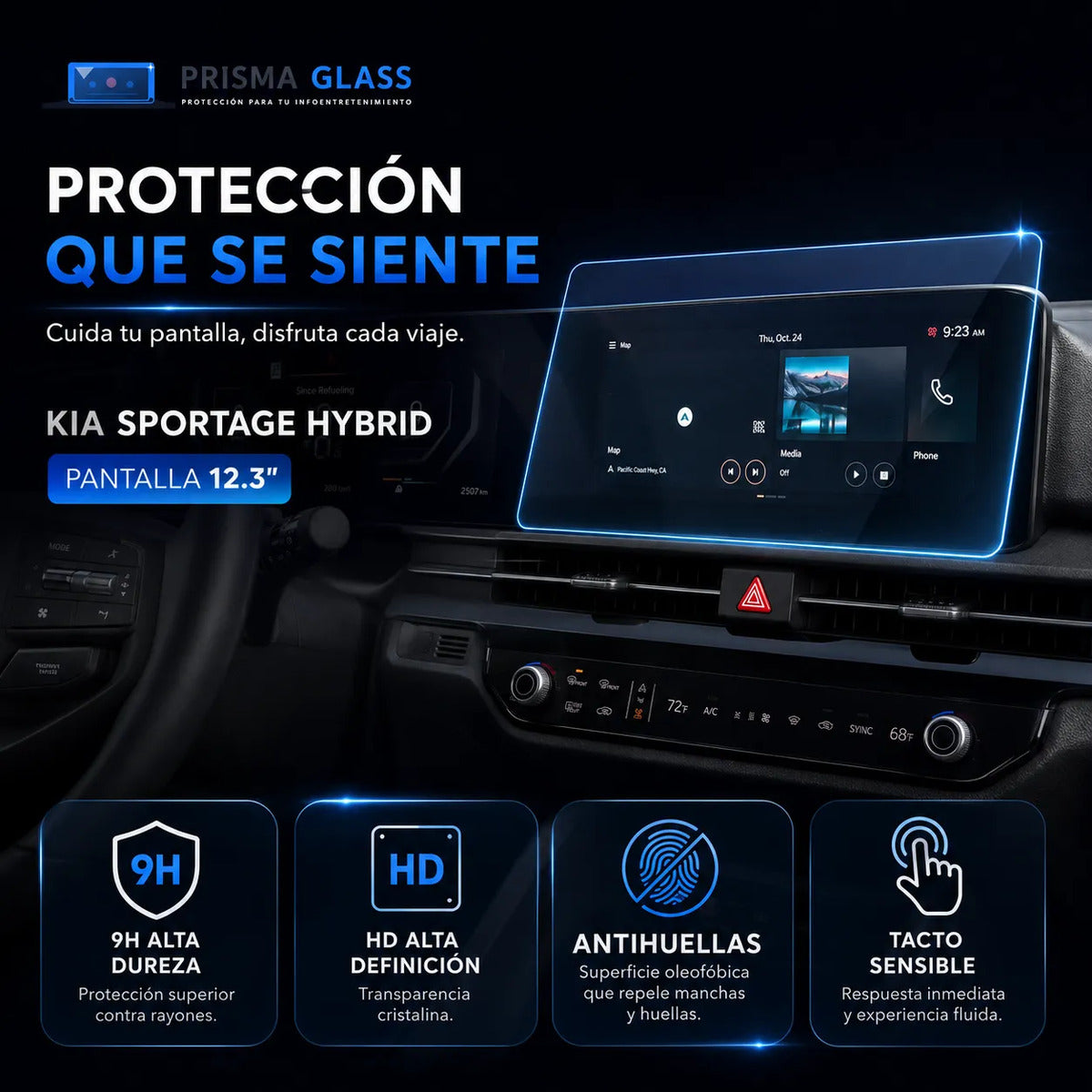 Vidrio templado Kia Sportage Hybrid 2026-2028 12.3"