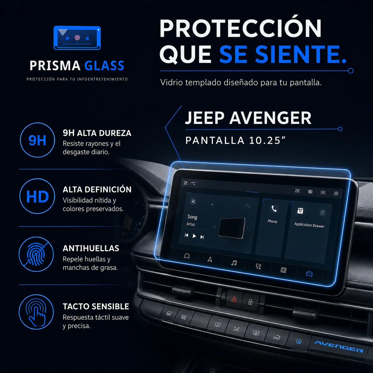 Vidrio Templado Prisma Glass Jeep Avenger 10.25" Radio
