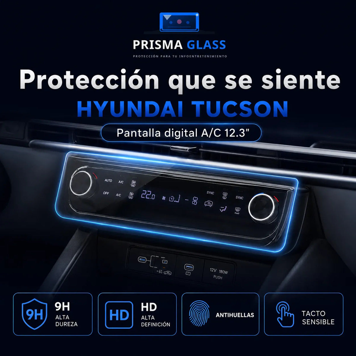 Vidrio templado Prisma Glass Hyundai Tucson Hibrida 12.3"A/C