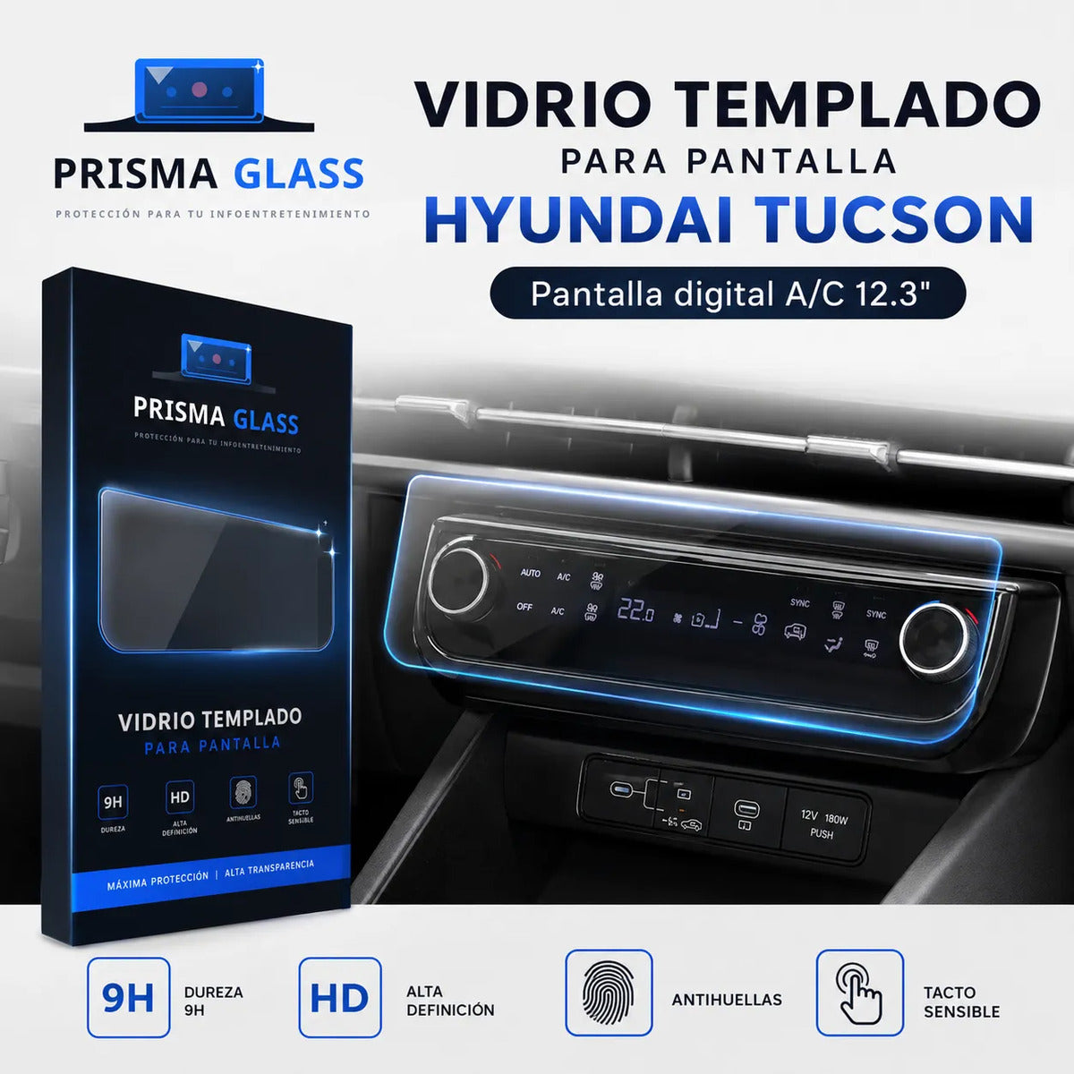 Vidrio templado Prisma Glass Hyundai Tucson Hibrida 12.3"A/C