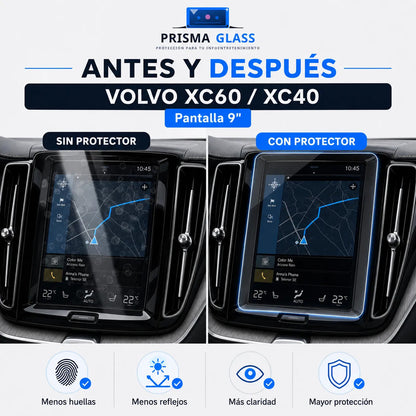Vidrio templado radio 9" Volvo XC60 XC40 2021-2026