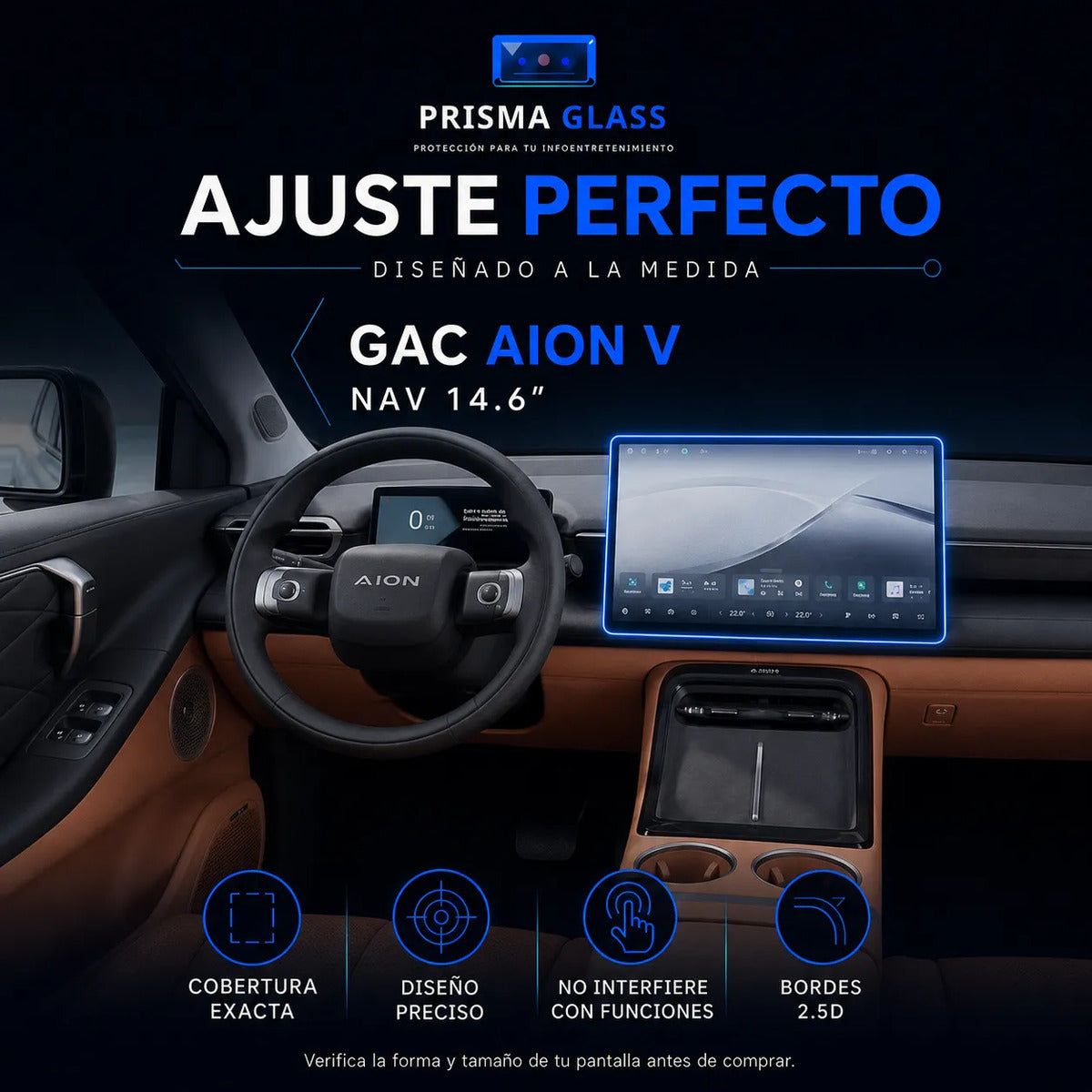 Vidrio templado PrismaGlass GAC Aion V Pantalla 14.6"