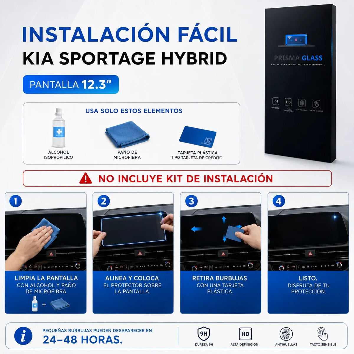 Vidrio templado Kia Sportage Hybrid 2026-2028 12.3"