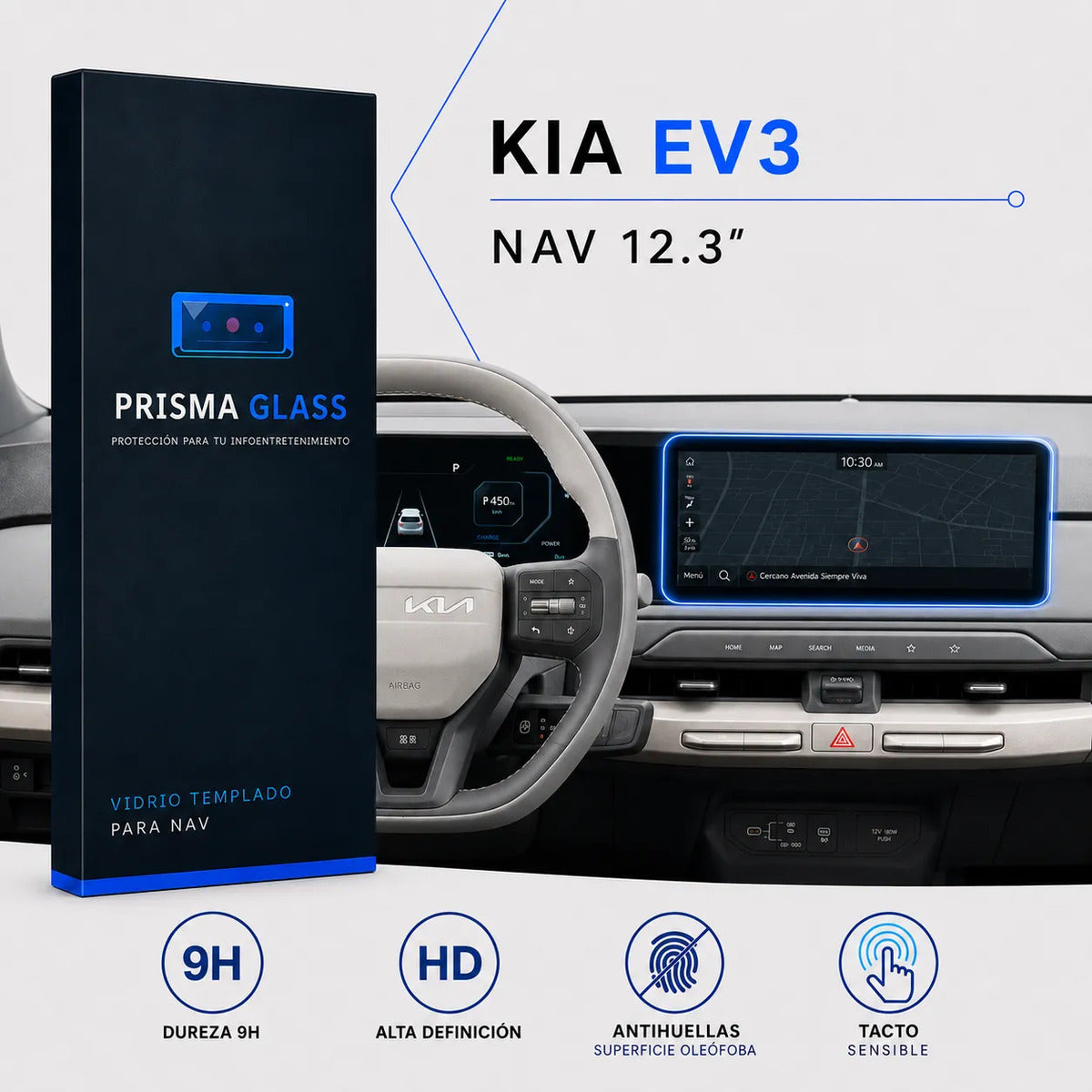 Vidrio Templado Pantalla Kia Ev3 2023-2027 12.3" PrismaGlass