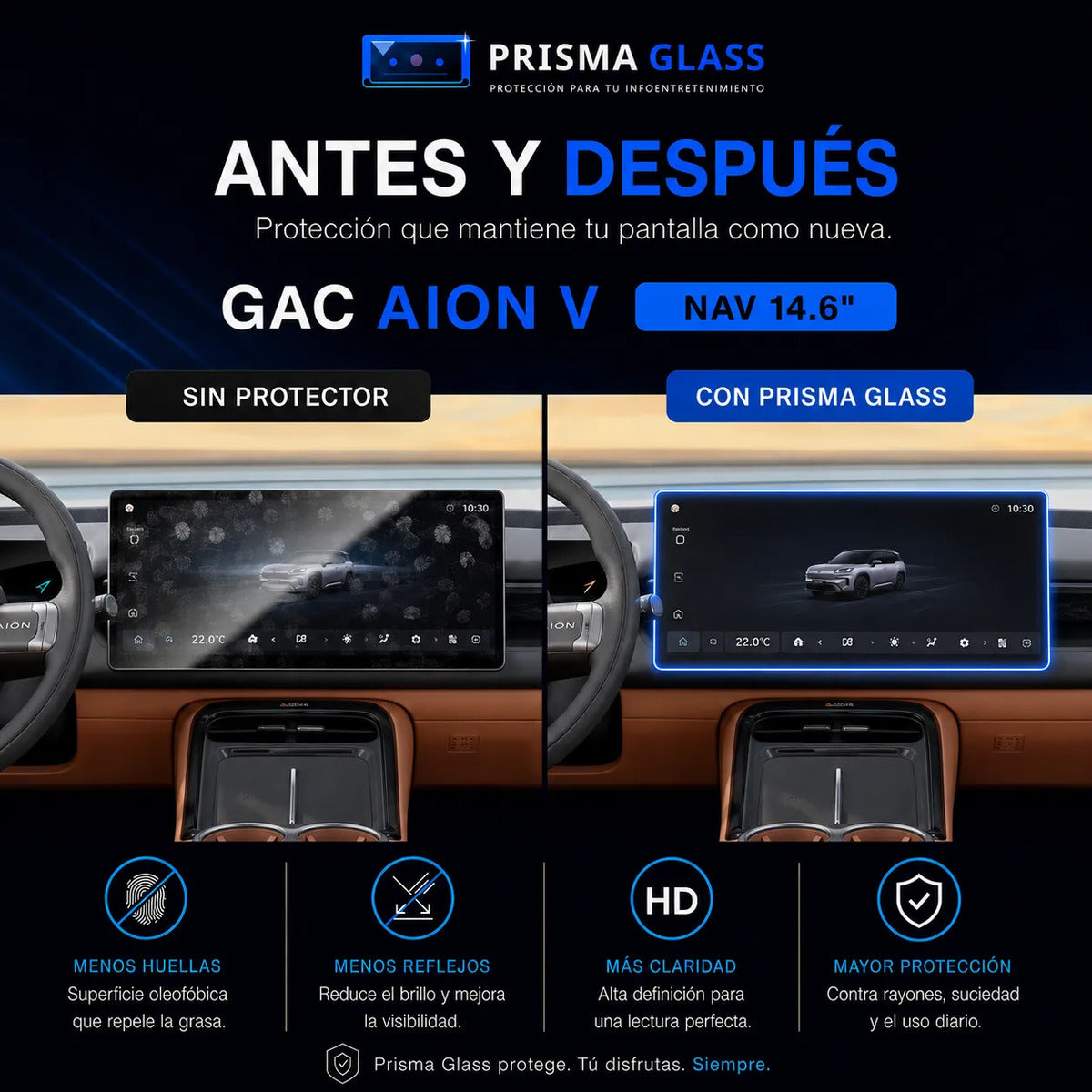 Vidrio templado PrismaGlass GAC Aion V Pantalla 14.6"