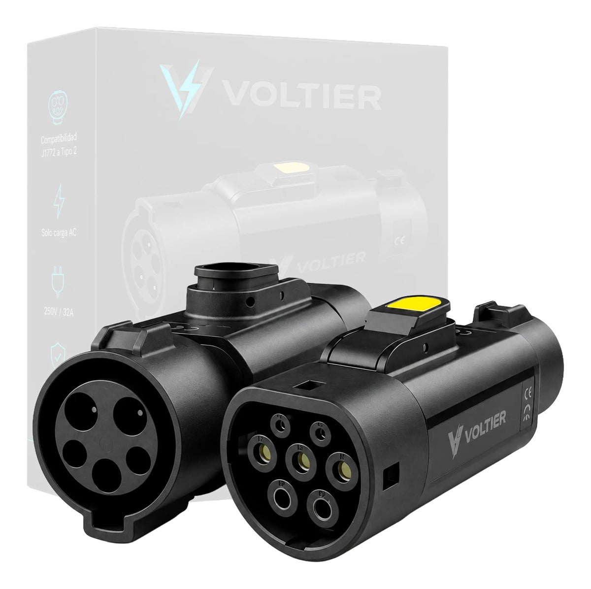 Adaptador EV Voltier Tipo 1 a Tipo 2 AC 250V 32A 7.2kW