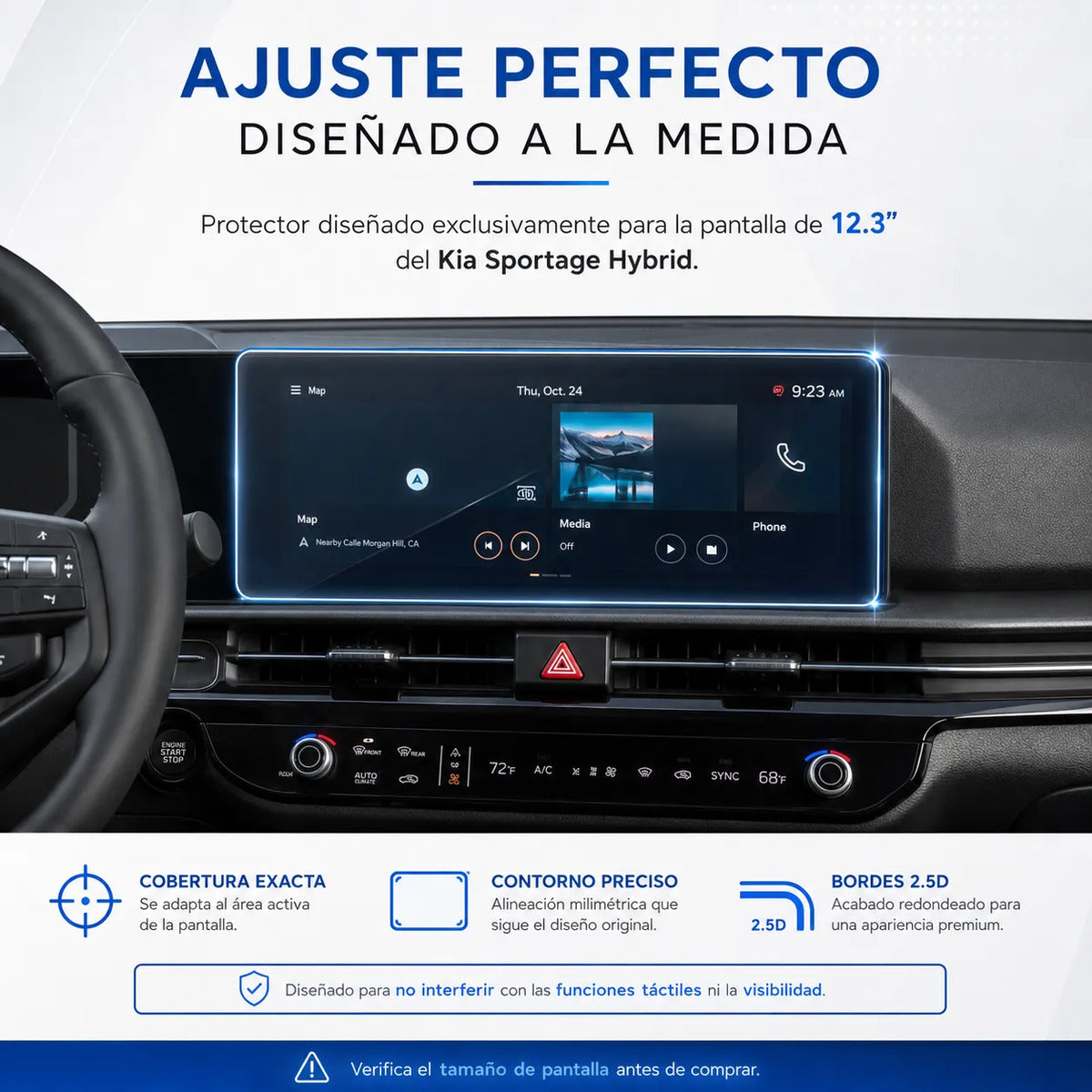 Vidrio templado Kia Sportage Hybrid 2026-2028 12.3"