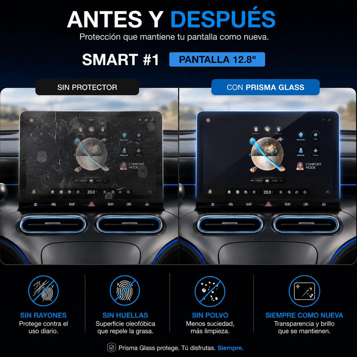 Vidrio Templado Smart #1 #3 2026-2028 12.8 Radio