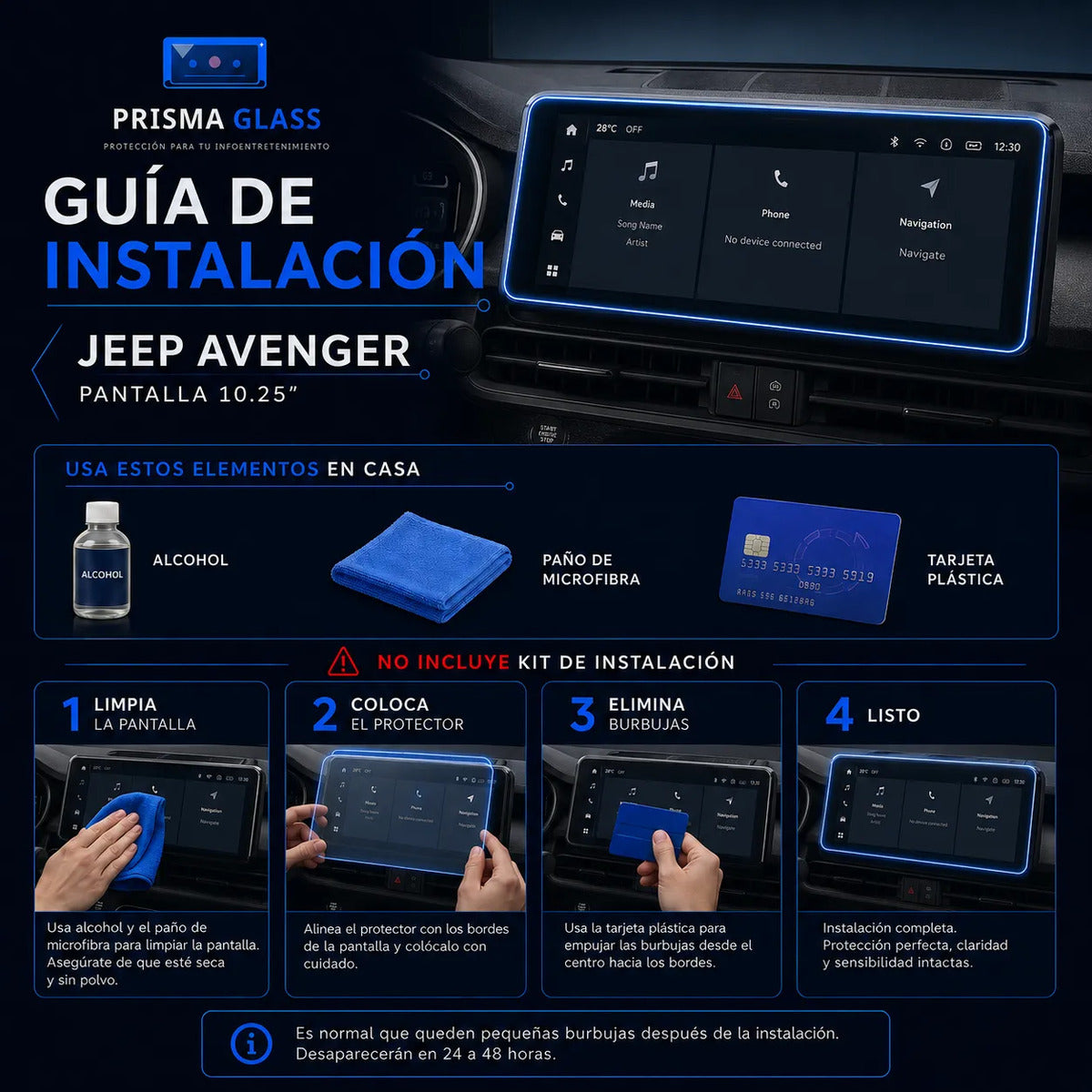 Vidrio Templado Prisma Glass Jeep Avenger 10.25" Radio