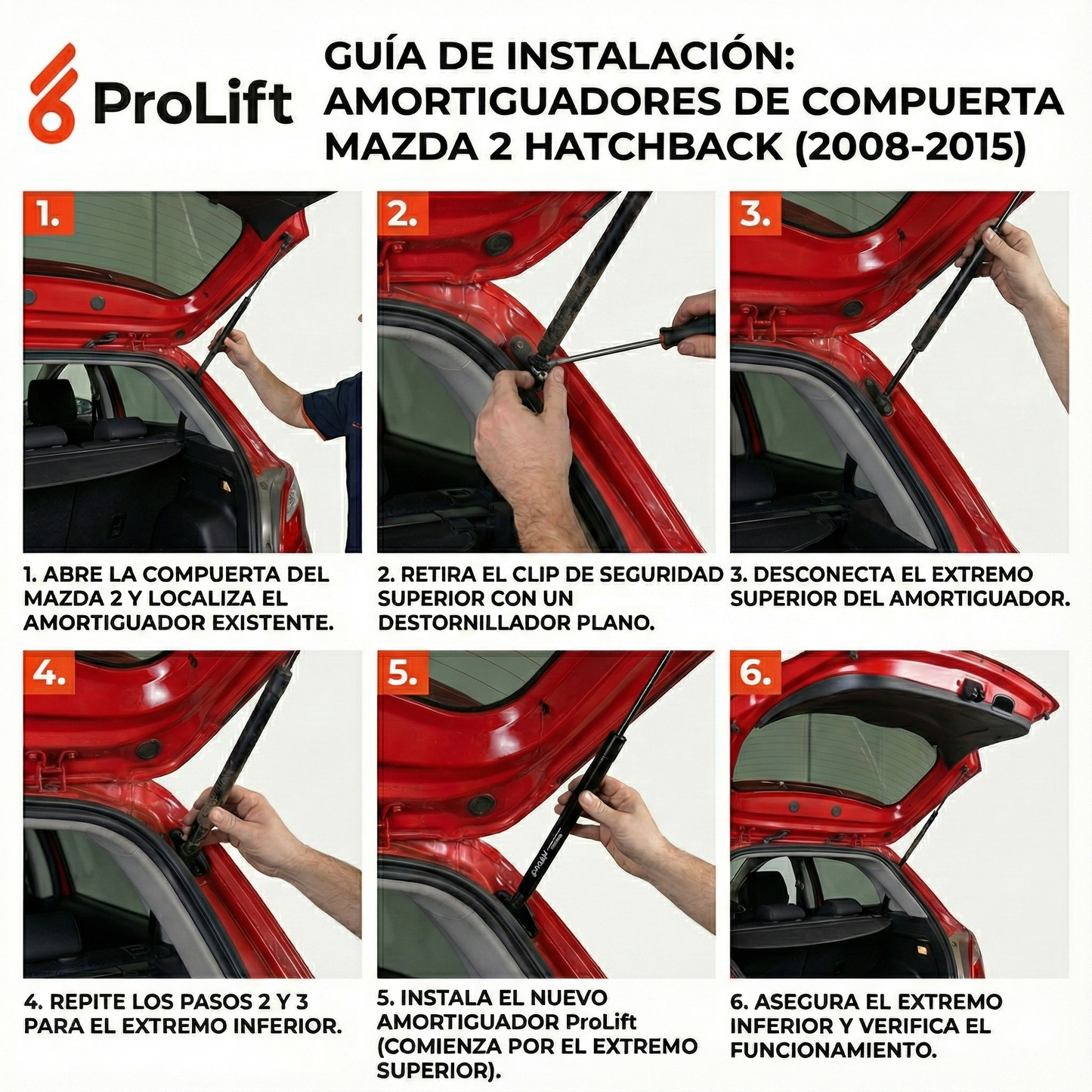 Kit Amortiguadores Compuerta Mazda 2 Hatchback 2008-2014