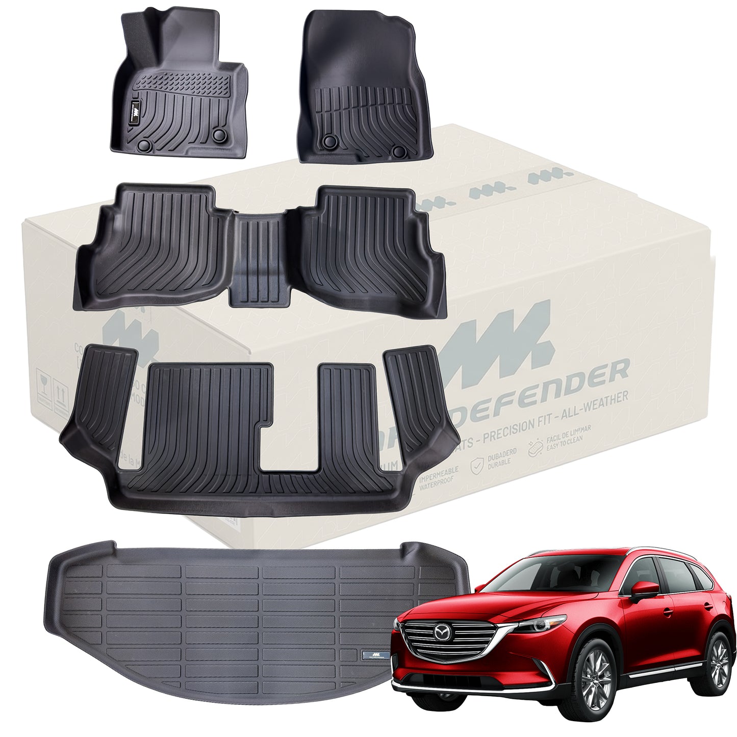 Tapetes Termoformados y Baul MatDefender Mazda CX9 2016-2024