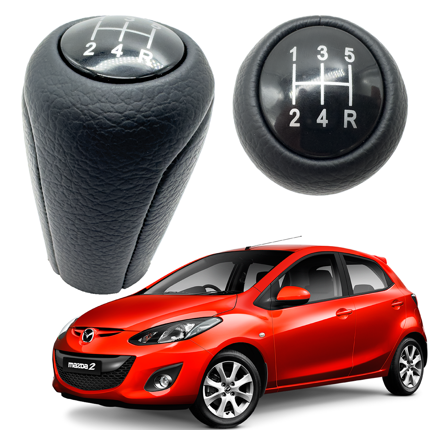 pomo pera en cuero Mazda 2 2008 - 2014